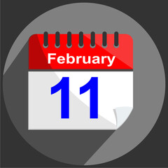 February 11 - Calender Date 11th of February on gray Background.