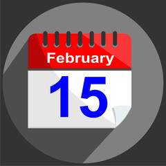 February 15 - Calender Date 15th of February on gray Background.