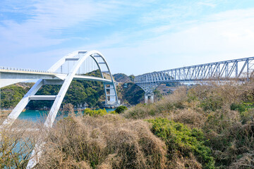 天門橋展望所から見た冬の景色　天草五橋・1号橋　熊本県上天草市　Winter scenery seen from Tenmonbashi Observatory. Kumamoto Prefecture, Kamiamakusa city.