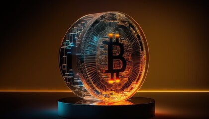 Crypto Cryptocurrency bitcoin coin circuit board Technological 