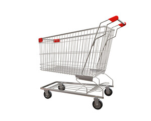 Empty shopping cart on transparent background, PNG file