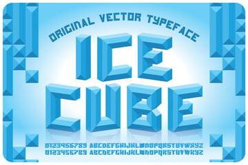 Original label 3d vector typeface. Ice cube theme.