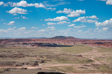Super panoramic landscape of the mountains of Petrified Forest National Park