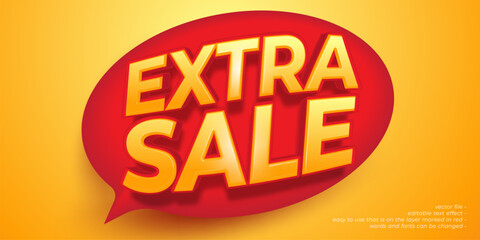 3D style editable text extra sale on yellow background