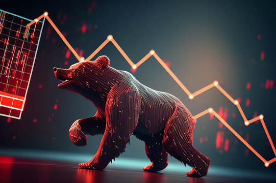 stock bear market red Downward trend charts on the investment trading pessimistic expectations, Generative AI.