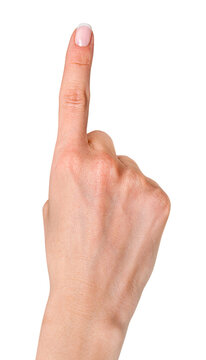 Female hand index finger pointing up isolated. png transparent
