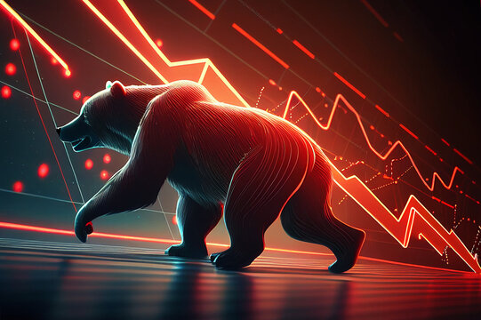 bear stock market investment concept, price falls or market crash Generative AI.