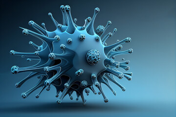 bacterium virus in blue