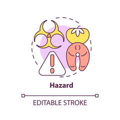 Hazard concept icon. Control of contamination risk. HACCP system element abstract idea thin line illustration. Isolated outline drawing. Editable stroke. Arial, Myriad Pro-Bold fonts used