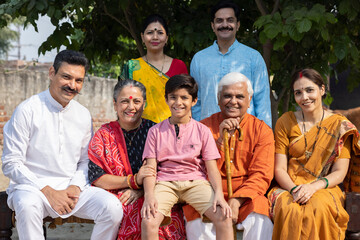 Portrait of Happy Indian and Asian Family.