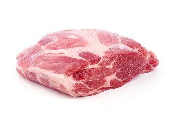 Pork shoulder meat, isolated on white background.