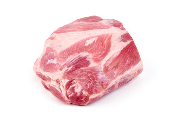 Pork shoulder meat, isolated on white background.