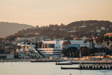 Cannes, France - 30.01.2023 : View from the Croisette to the Palais des Festivals in Cannes