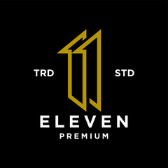 Eleven Initial number 11 icon design logo minimal template