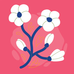 Abstract floral illustration - Modern illustration - Botanical artwork - Flat vector - Spring Illustration