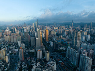 Fototapeta na wymiar Shenzhen ,China - Circa 2022: Aerial view of landscape in Shenzhen city, China