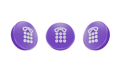 3D Render dial pad phone contact Icon For Web Mobile App Social Media Promotion