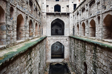 Agrasen Ki Baoli (Step Well) situated in the middle of Connaught placed New Delhi India, Old...