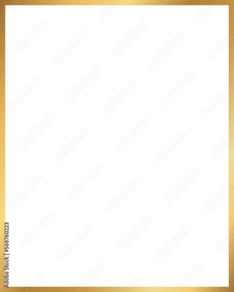 Wall mural rectangle golden frame isolated on transparent background, 4 :5 scale ratio border design for invita