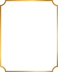 Rectangle golden frame with inverted rounded corner isolated on transparent background, luxury gold border design 4 : 5 scale rotio art work