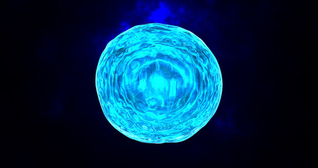 Obraz na płótnie Canvas Abstract round blue sphere liquid iridescent soap bubble futuristic, abstract background