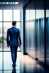 Fototapeta na wymiar Mann mit Anzug in Bürogebäude