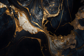Obraz na płótnie Canvas Luxury gold and dark marble texture made with Generative AI