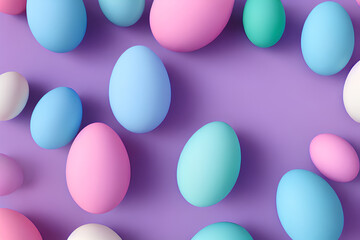 Smooth 3D rendered Easter Eggs Of Random Smooth Pastel Colors created with Generative AI Technology