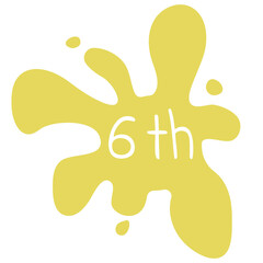 Ordinal number 6 th in the blot. Vector illustration