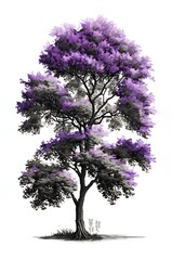 Lilac tree isolated on white background for use in architectural design or decoration work