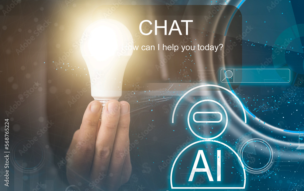 Poster artificial intelligence (ai) in the futuristic business and coding software development on interface