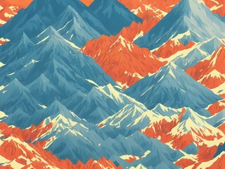Pattern with mountains, japanese style created with generative ai technology