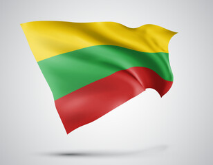 Bulgaria, vector flag with waves and bends waving in the wind on a white background