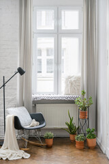 comfortable place for rest near window in lounge room