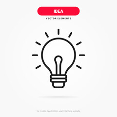 Fototapeta na wymiar Light lamp bulb icon. Idea sign solution thinking concept symbol. Lighting Electric sign. Electricity, shine icon. Trendy Flat style for graphic design for UI UX website mobile app