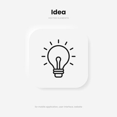 Light lamp bulb icon. Idea sign solution thinking concept symbol. Lighting Electric sign. Electricity, shine icon. Trendy Flat style for graphic design for UI UX website mobile app