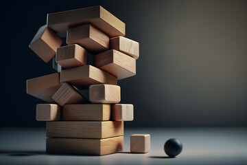 Stacking wooden blocks is at risk in creating business growth ideas made with Generative AI