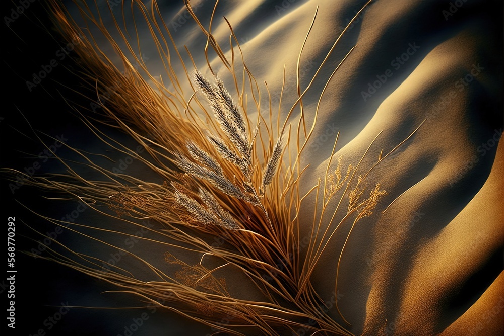 Poster wide image of the wheat stalks in the field generative ai