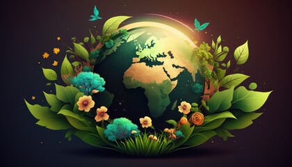 Fototapeta premium Planet Earth day illustration with copy space generative ai