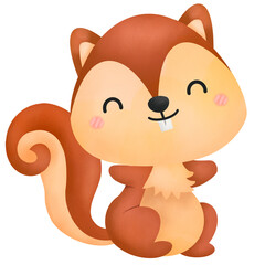 a watercolor of a cute squirrel 