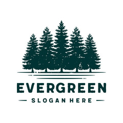 evergreen, pine trees logo design template vector