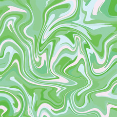 Green swirling and wavy liquid paint vector background isolated on square template for social media template cover, paper and scarf textile print, poster, brochure, and backdrop.