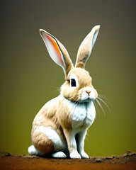 Fototapeta na wymiar AI Digital Illustration Magical Rabbit Studio Portrait