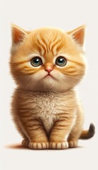 Fototapeta premium Little cat cute children illustration. Isolated. Illustration of the character.