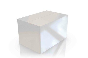 Cardboard box mockup with white background and reflection image
