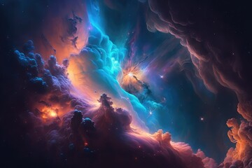 Fototapeta na wymiar Nebula in universe and space made with generative ai