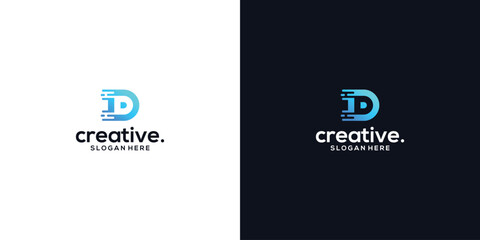 Letter d tech logo design template