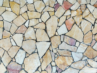 Background stone chips, decorative stone structure, in cracks