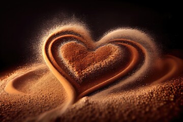 Sprinkled sand heart happy valentines day background - generative ai