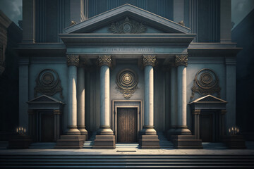 Masonic, freemasonry temple Generative AI.